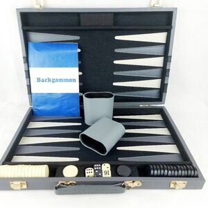 Backgammon gray suitcase travel game COMPLETE